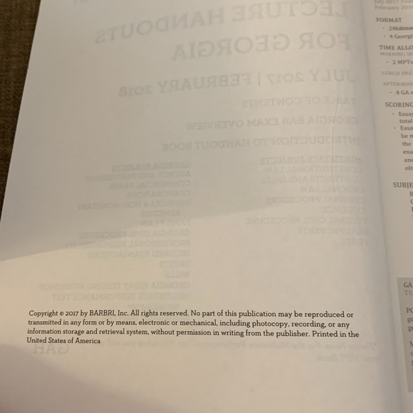 New! Georgia Barbri Lecture Handouts July 2017/18 - Picture 3 of 6